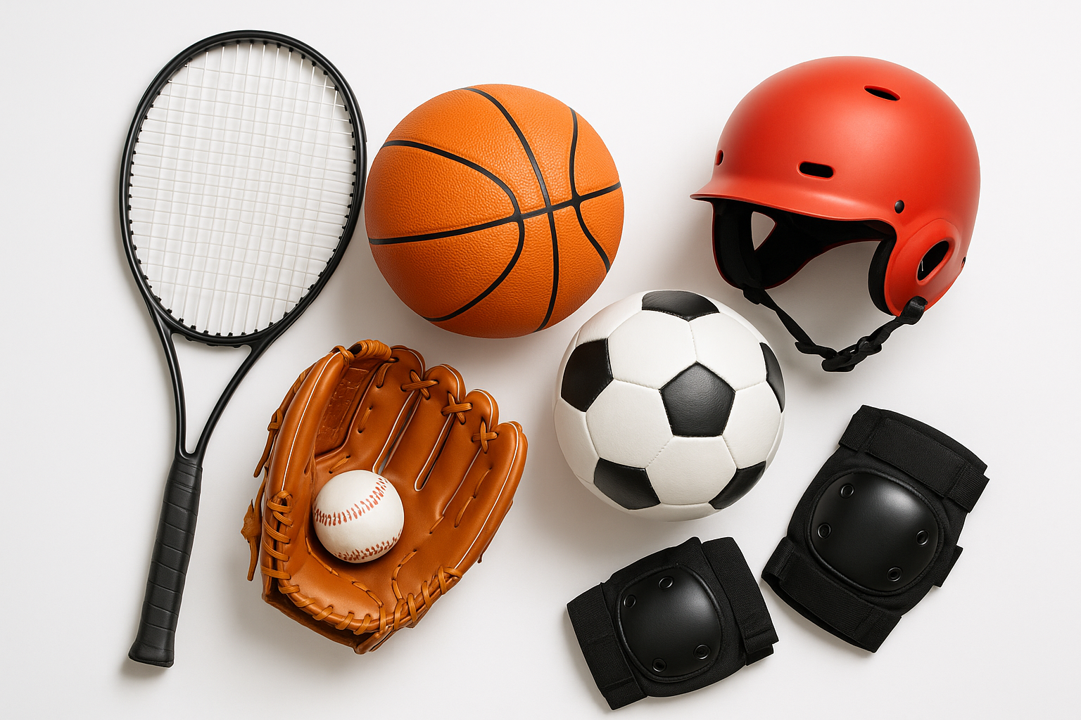 Complete Sports Equipment Set - Balls, Rackets & Protective Gear